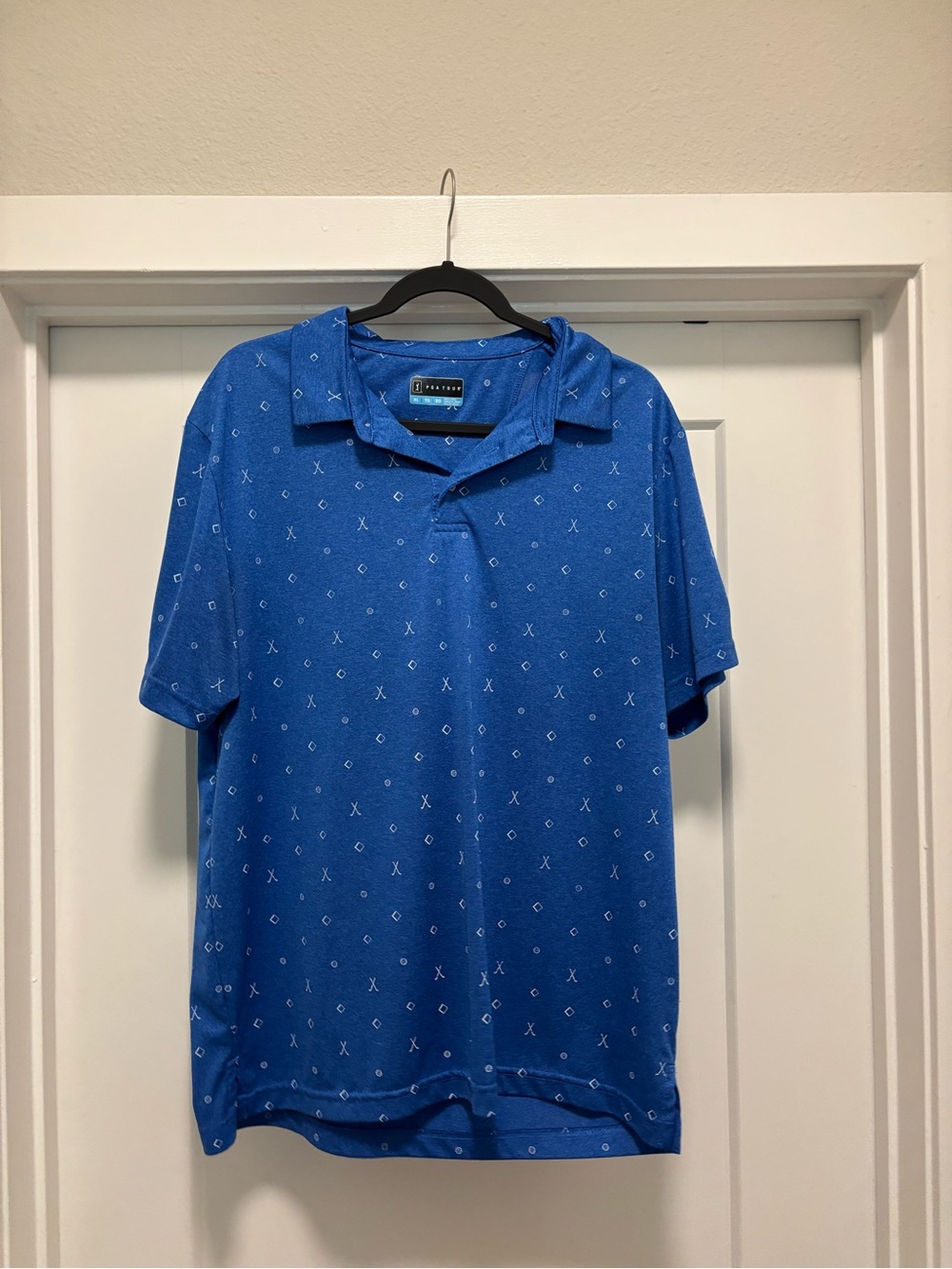 PGA Tour Royal Blue Polo with Micro Print